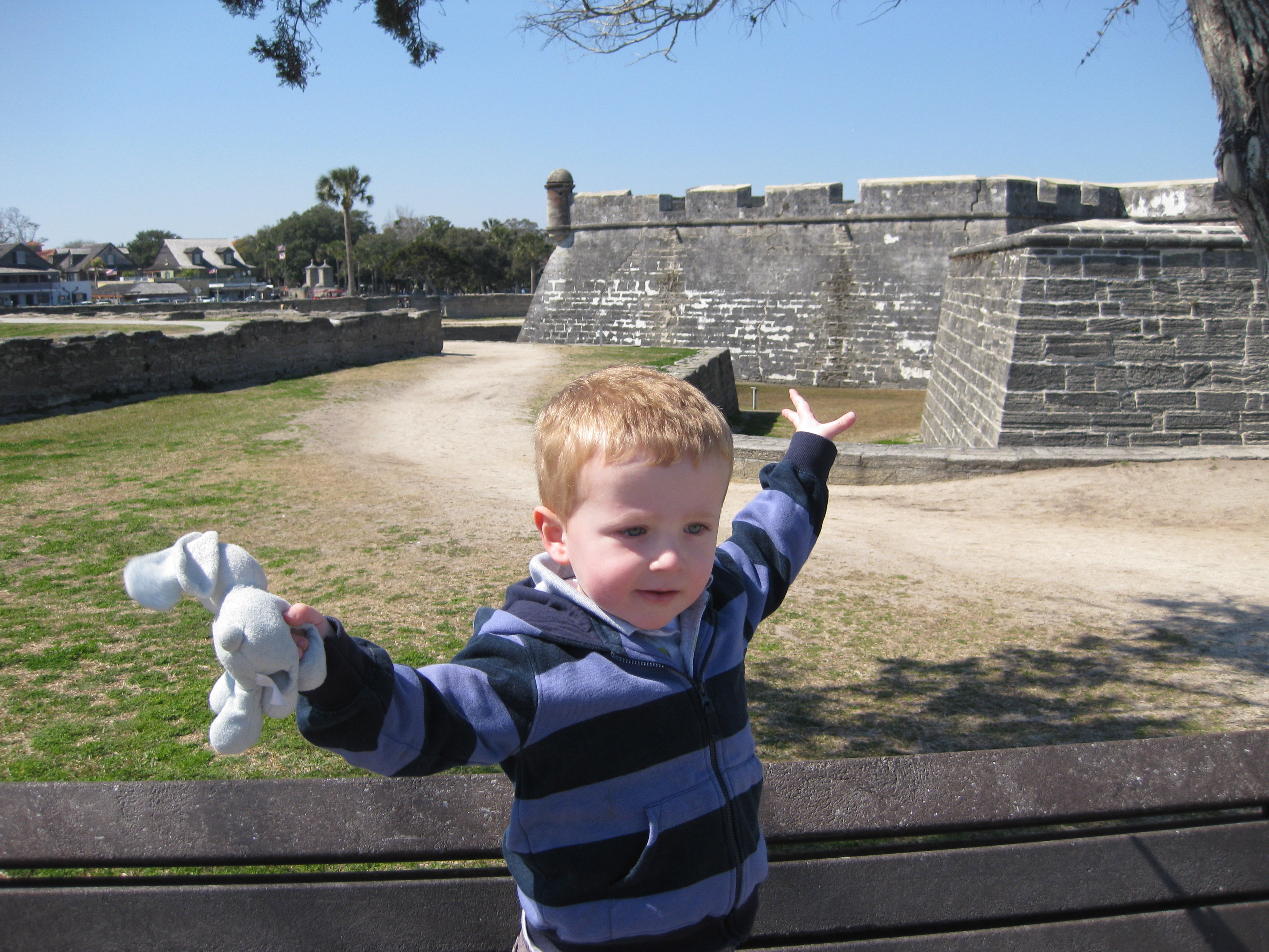 Child enjoying historical monument